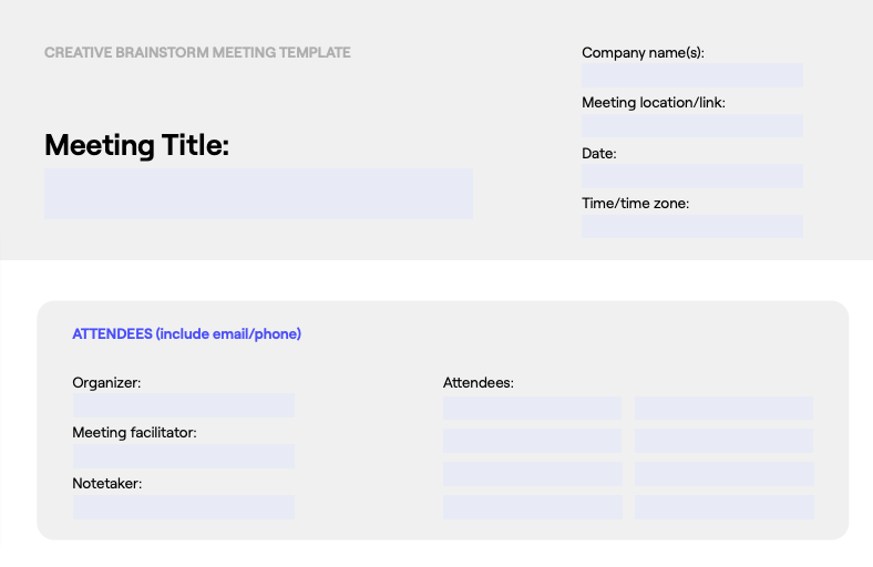 Brainstorm meeting agenda template